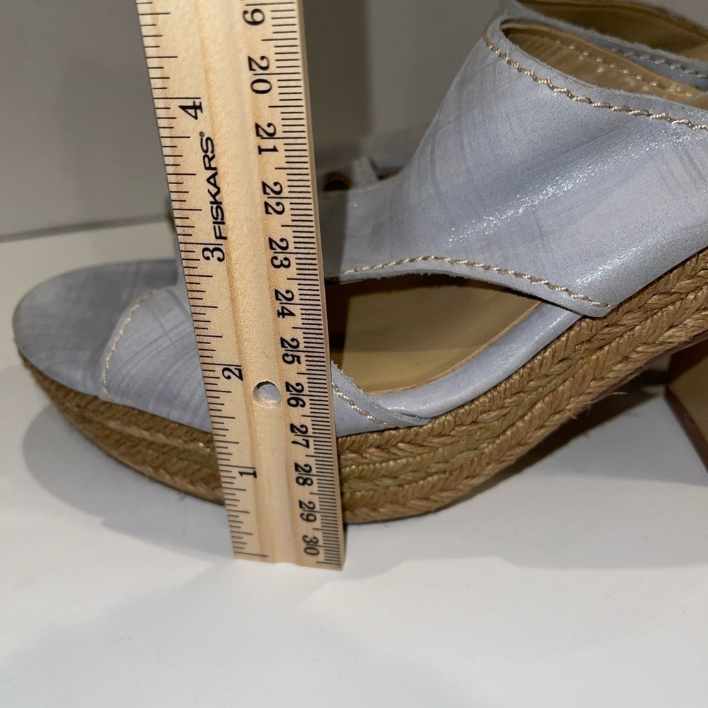 Naturalizer Women's Sandal Size 9N Evette Platform Leather Blue Slip On Cork - Picture 9 of 10